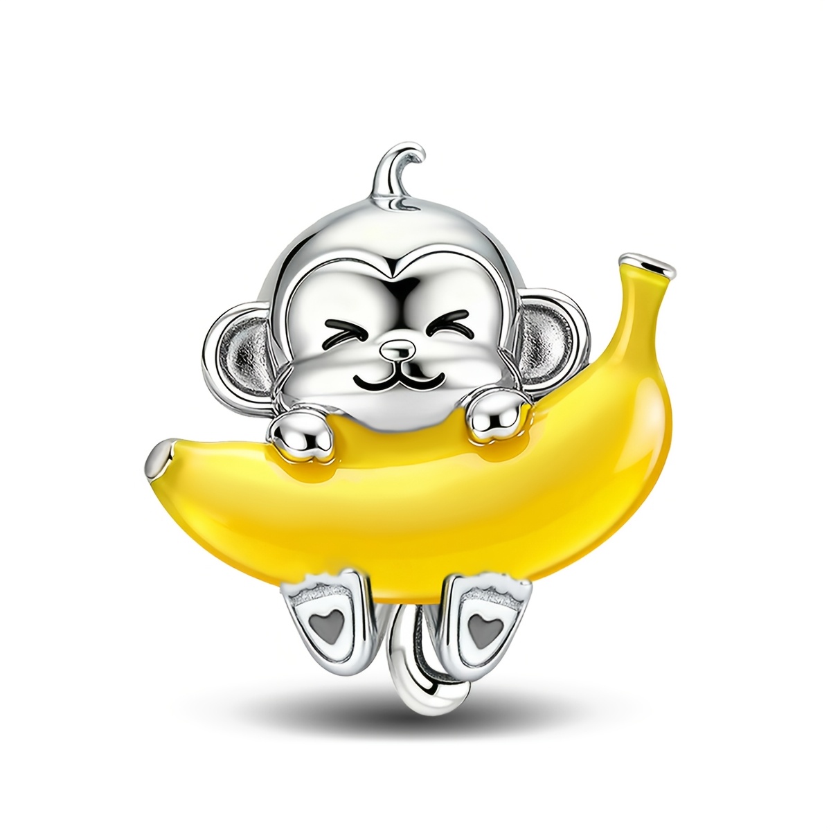 TEMU 1pc Holding Banana Pendant Beaded For Women's Jewelry, 925 Silver Plated, Spring And Summer Jewelry Making Additions Holiday Party Birthday