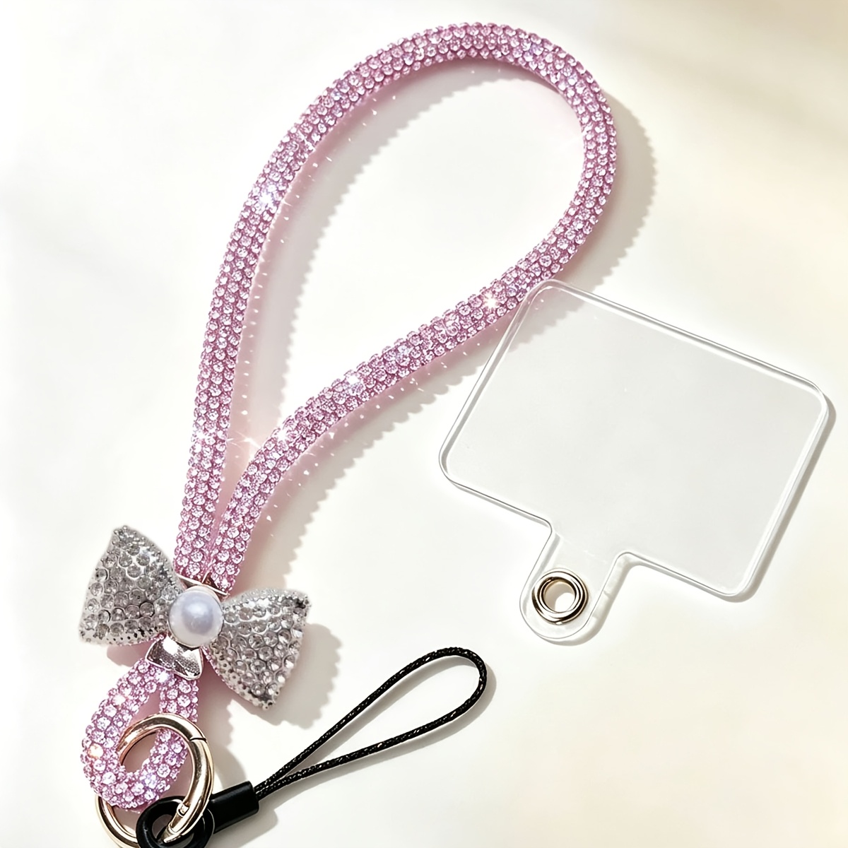 TEMU Correa para teléfono con clip de y colorido, lujosa y luminosa, cadena de pulsera corta y , cuerda de repuesto de moda anti-pérdida
