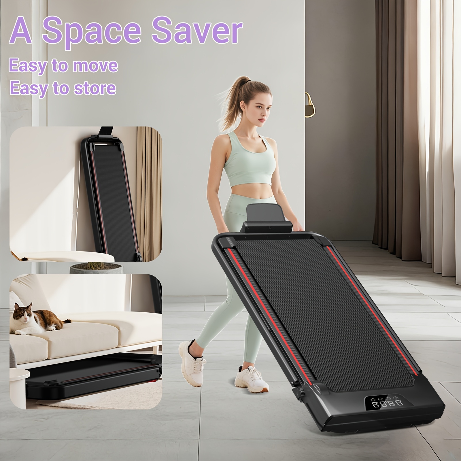Folding Walking Pad with 14% Incline, 4-in-1 Under Desk Treadmill