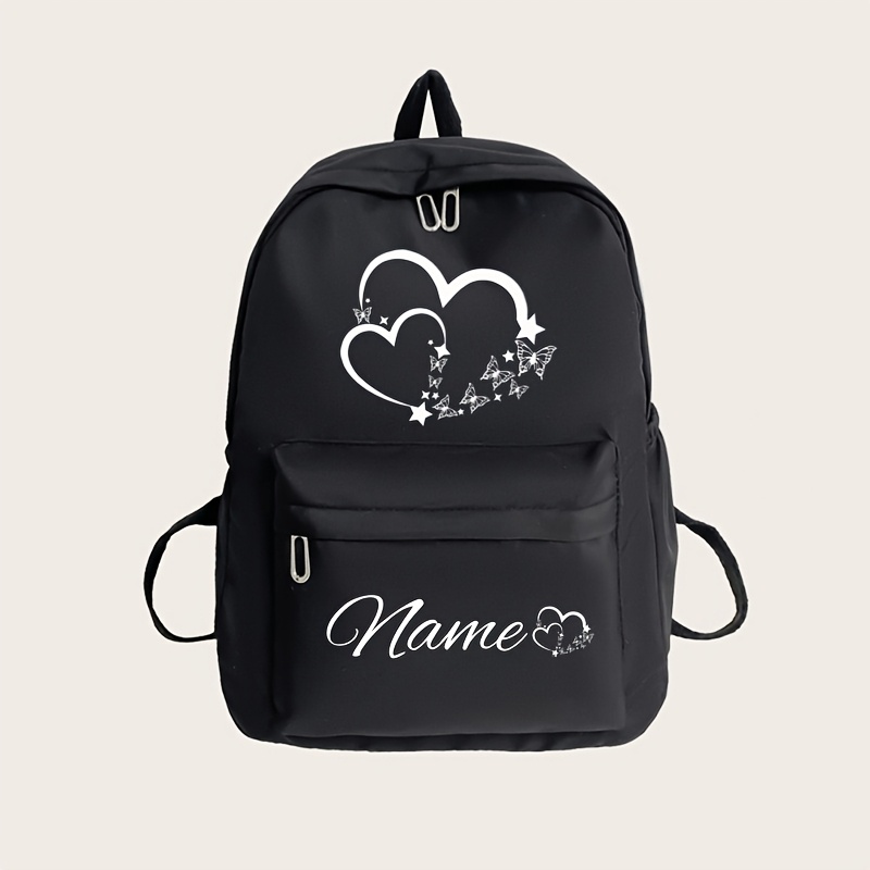 TEMU Personalized Name Message Backpack - Custom Text With Heart - Large Capacity School, Travel, Work Backpack - Adjustable Shoulder Straps -