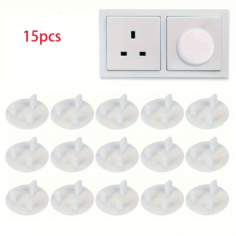 15pcs child resistant socket cover durable pp plastic shock resistant power switch   white