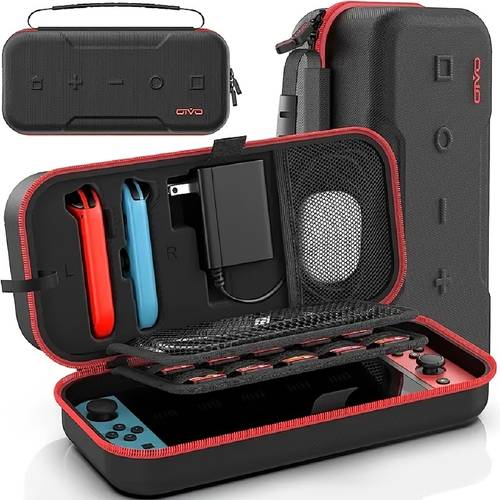 durable eva travel carrying case for switch switch oled portable storage with slots adapter compartment mesh pocket for cables black