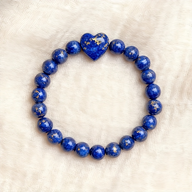 TEMU 1pc Natural Heart-shaped Bead Bracelet, Suitable For Romantic Occasions, Daily Wear, And As A Gift For Valentine's Day Or Birthday, Versatile