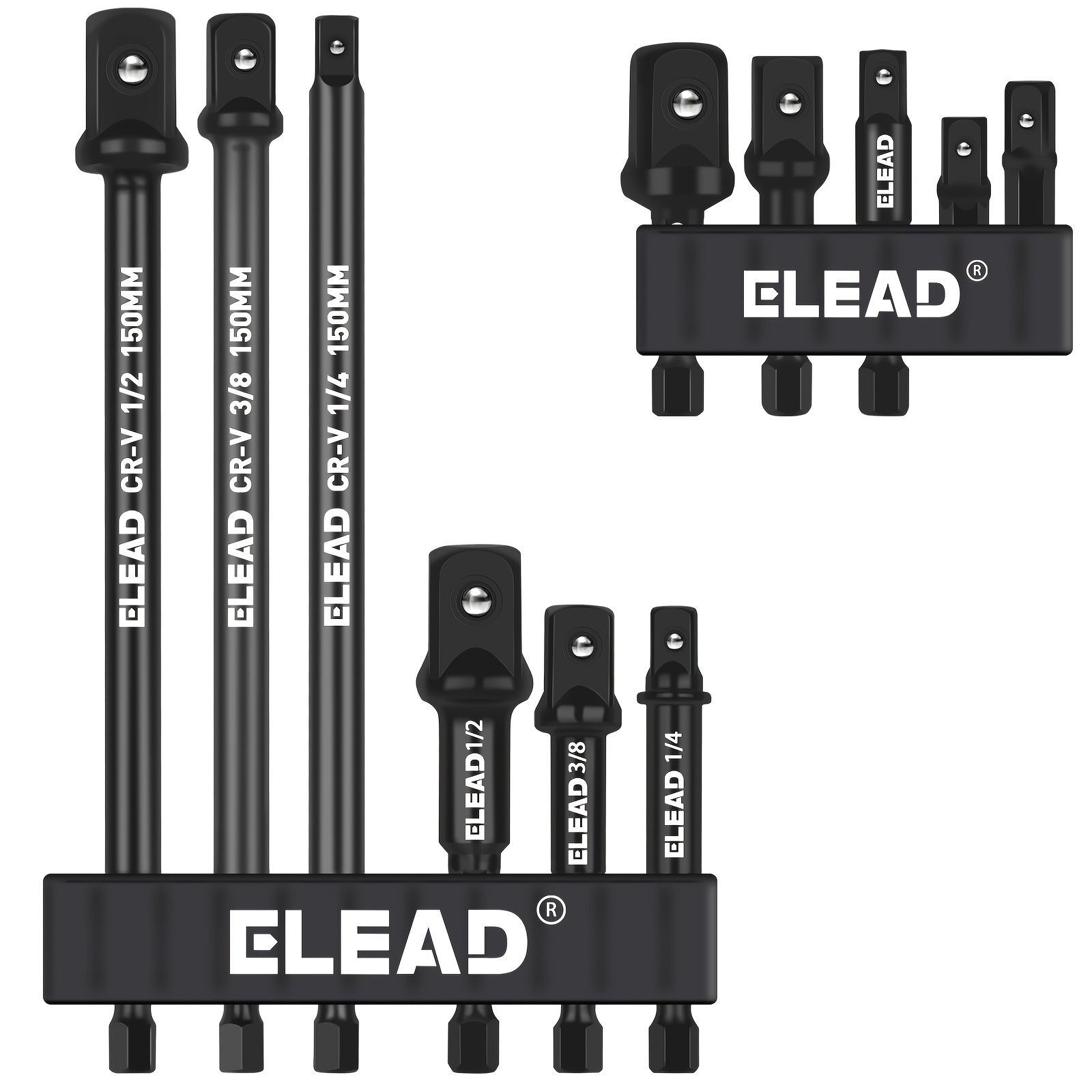TEMU Elead 11pcs Impact Socket Adapter Set, Chrome Vanadium /4-inch Hex Shank, 1/4