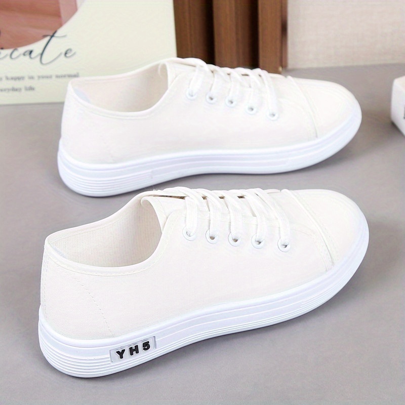 Women'S Breathable Casual Sneakers Summer White Black Low-Top Lace-Up  Shoes with Rubber Sole, Fabric Lining, and Plain Toe Design for Casual