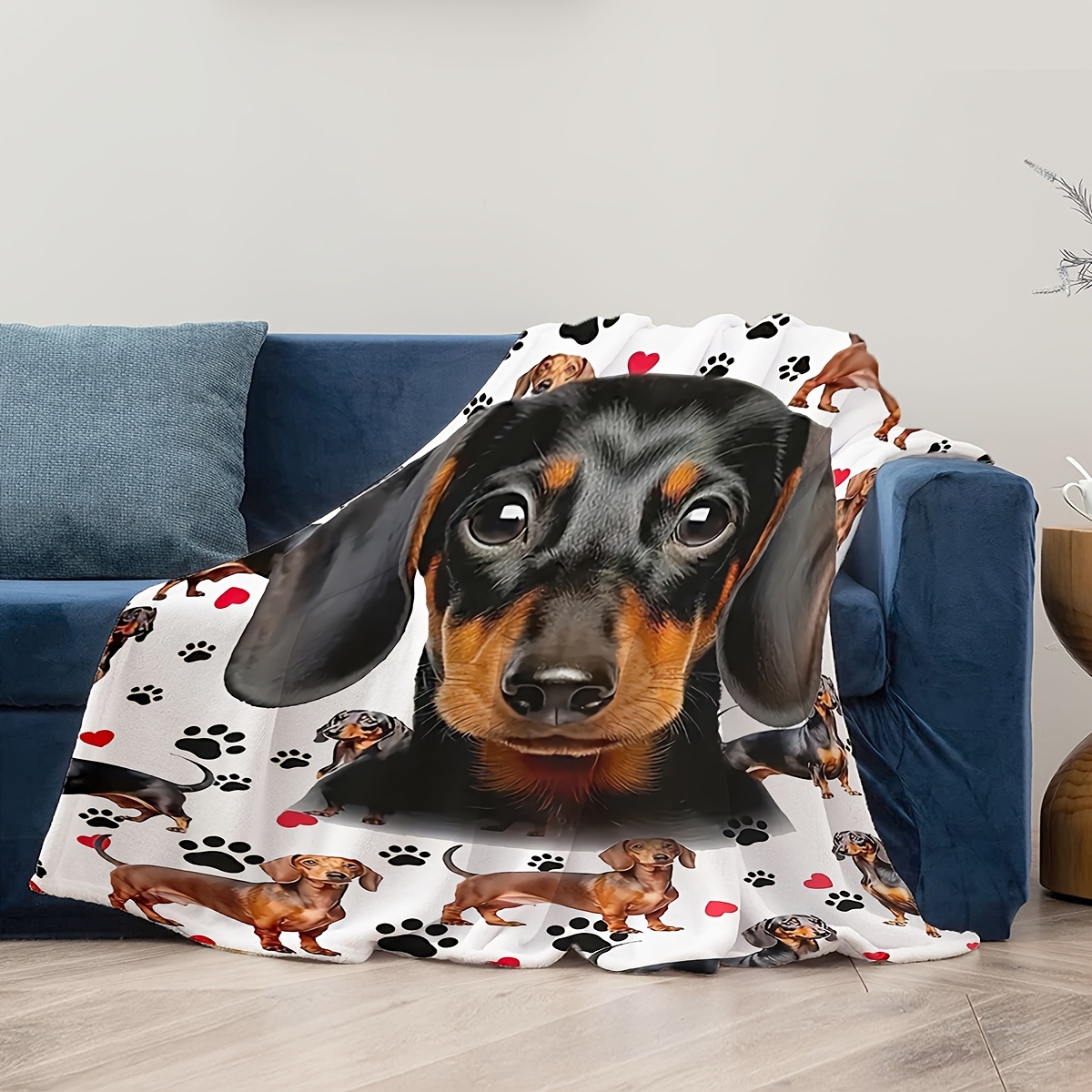 Print Dachshund Under Blanket Astede Dachshund Print Cozy Fleece