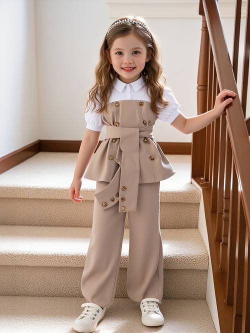 color girls pants set with more for girls fit sleeves blocking design flared wide leg pants are good looking set comfortable clothing durable clothing girls back to school clothes