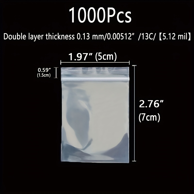 TEMU 1000 4 To 15cm Thickened Packaging Bags, Double Layer Thickness 0.132mm/5.13mil, Reusable Durable Seal Gift Bags, Jewelry Additions Transparent