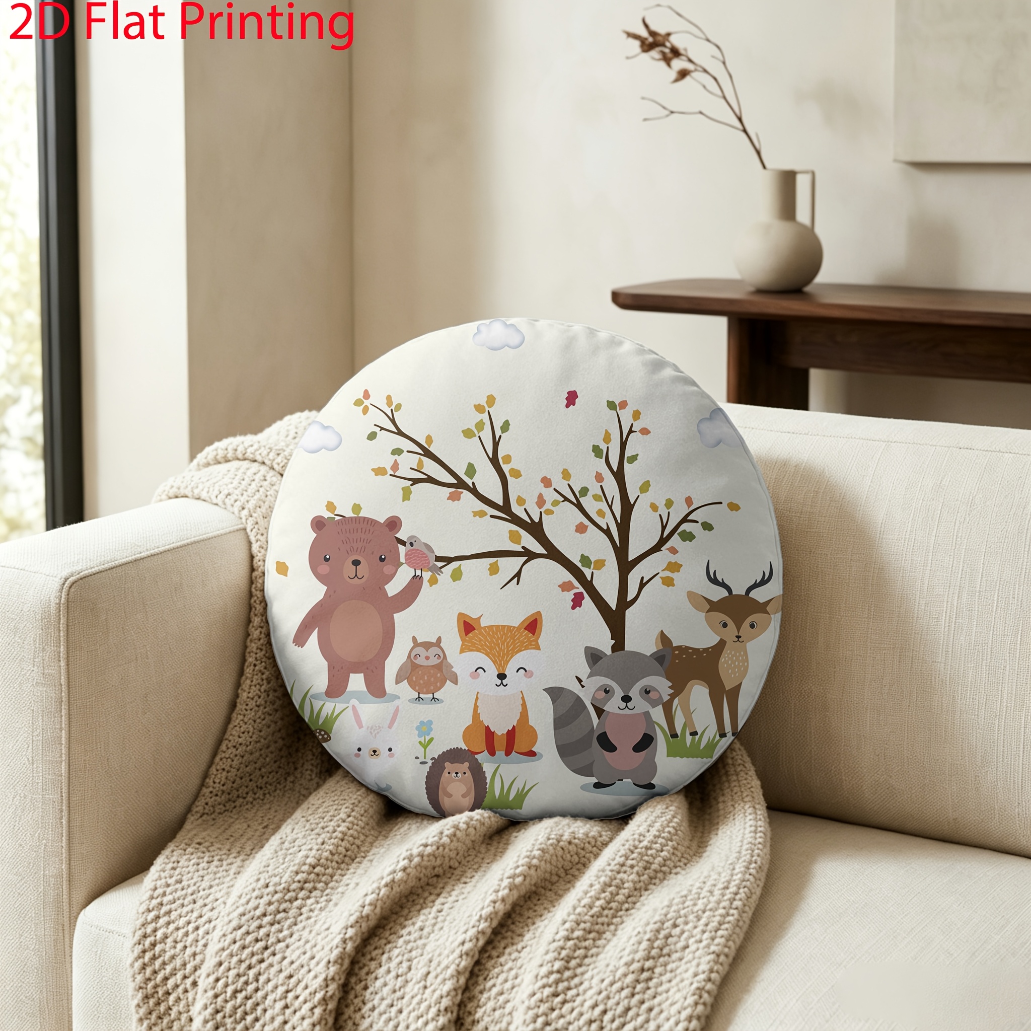 TEMU Cuscino Decorativo con Animali della Foresta, Stampa di Animali , Cuscino per Camera da Letto Soggiorno Decorazioni per la Casa 1 pz