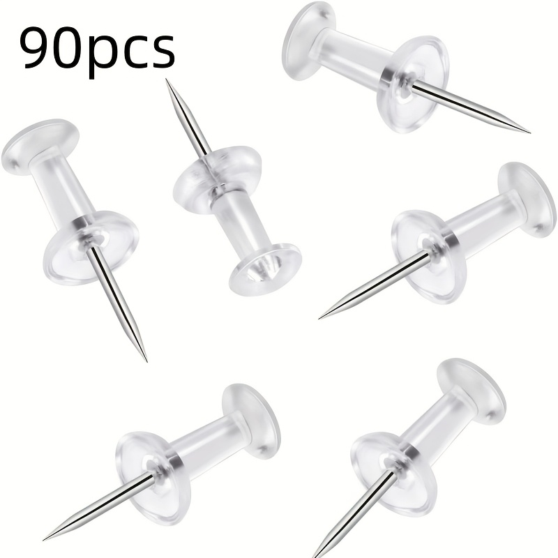 TEMU Lot de 90 punaises à pointe acier et tête en plastique transparent, pour promotions décoratives, adaptées aux tableaux d'affichage, tableaux en