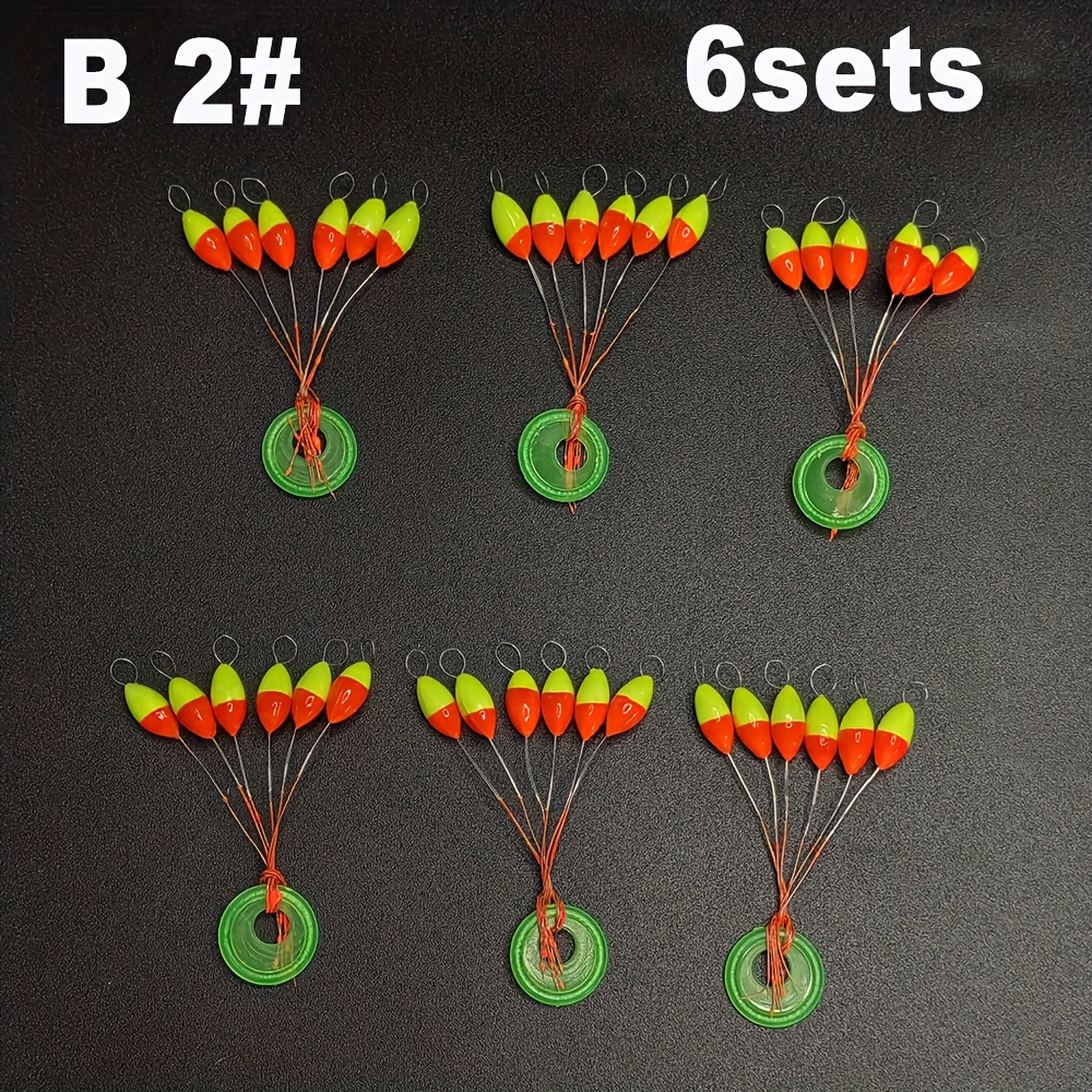 E-shop 6er-Set Schwimmbock Fischschwimmer Set Rot Gelb Doppelfarbiger Fluoreszierender Olivförmiger Traditioneller -Schwimmer