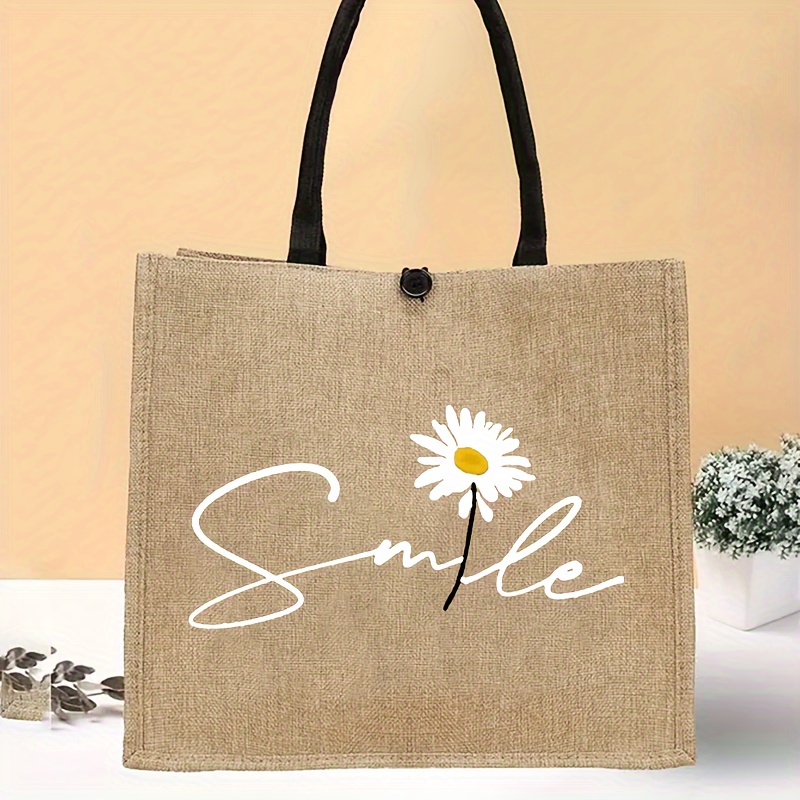 Chic Floral Print Handbag With Inner Pocket - Durable Fabric, Fixed Shoulder Strap, Perfect For Shopping & Travel - Ideal Gift For