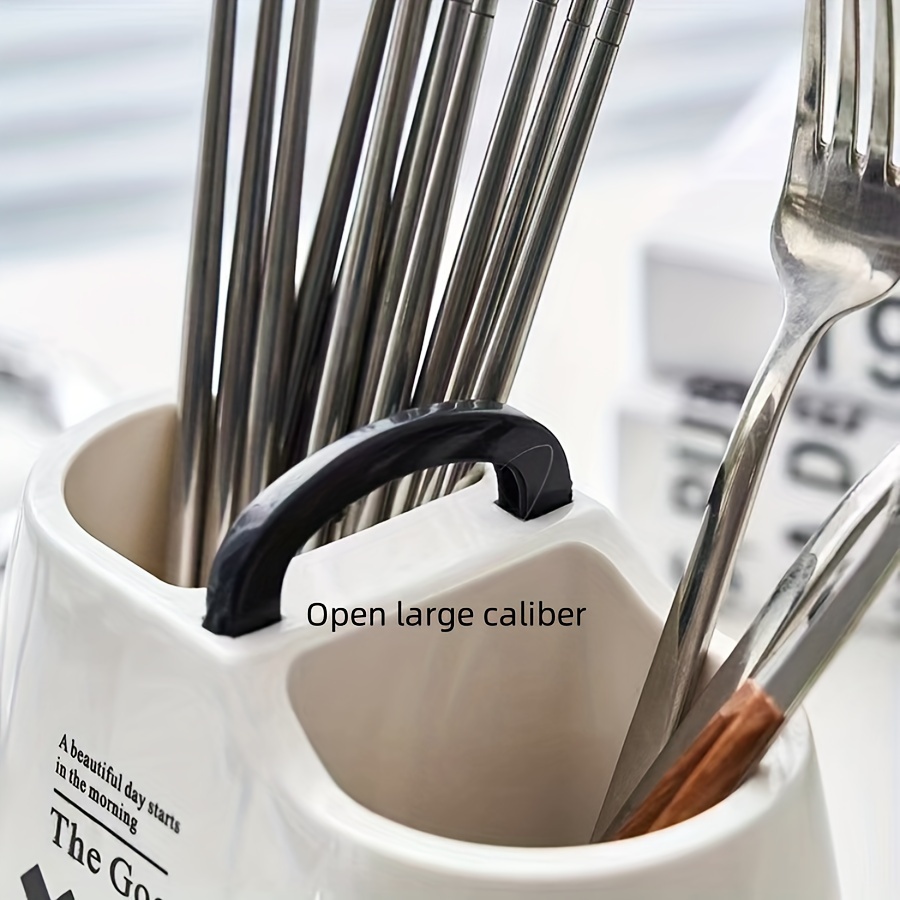 1pc modern plastic utensil holder kitchen cutlery caddy flatware storage organizer spoon and fork container countertop decor home kitchen essentials details 3