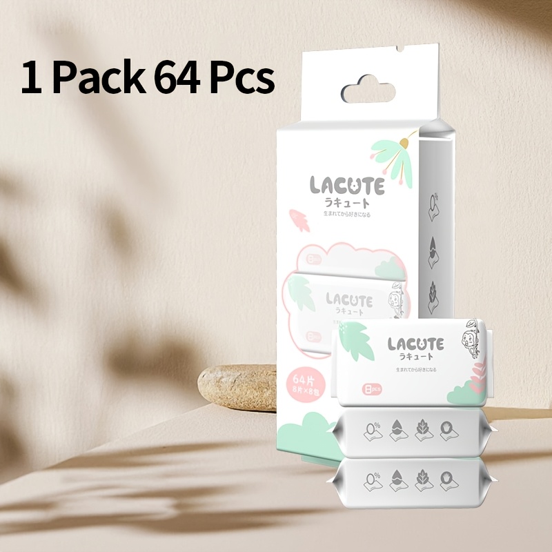 Image of 64pcs Baby Hand And Mouth Soft Wet Wipes | Portable Baby Wet Wipes, Suitable For , Unscented, Paper Material, More For Cleaning At When Going Out