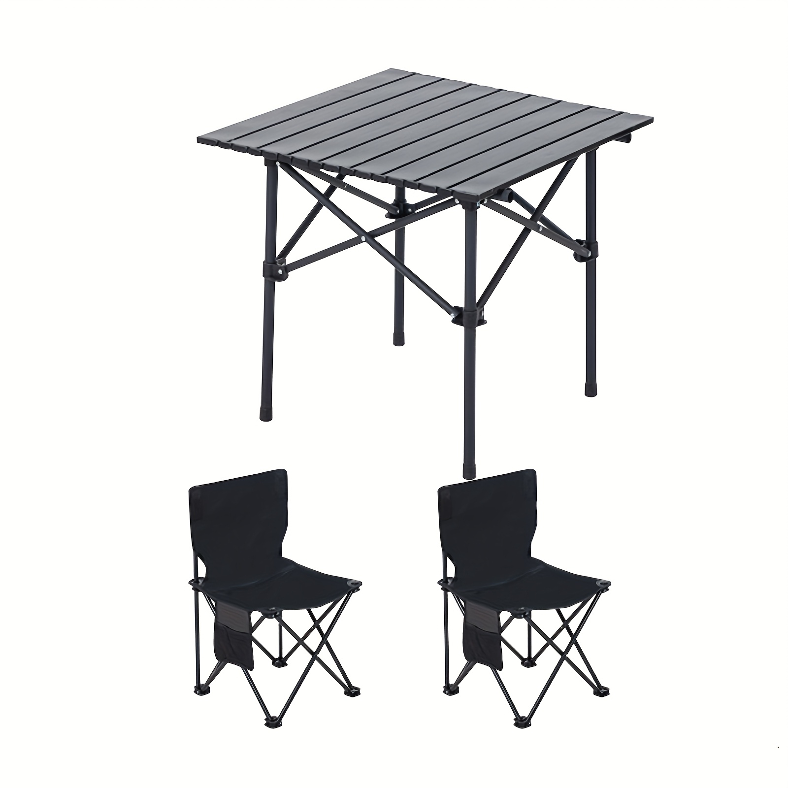 TEMU 3pcs Set, Folding Table And Chair Set, And 1 Table, Portable Outdoor Folding Table And Chair Camping Equipment, Outdoor Picnic Table, Fishing