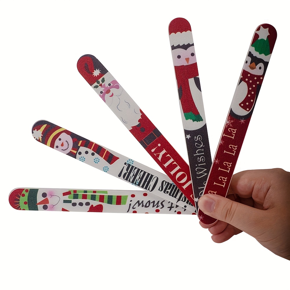 5pcs/set Nail Files 180/240 Grit Double-sided Nail Files Christmas Nail Files Nail Salon Tools Buffing Strips