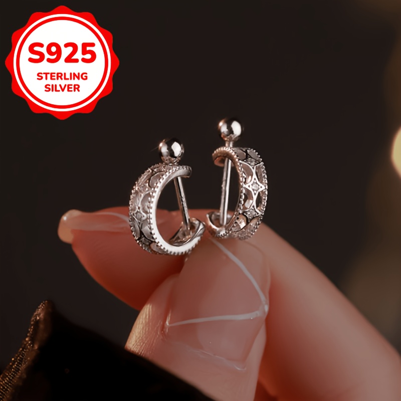 Women's 925 Sterling Silver Starburst Screw Ear Cuff Earrings