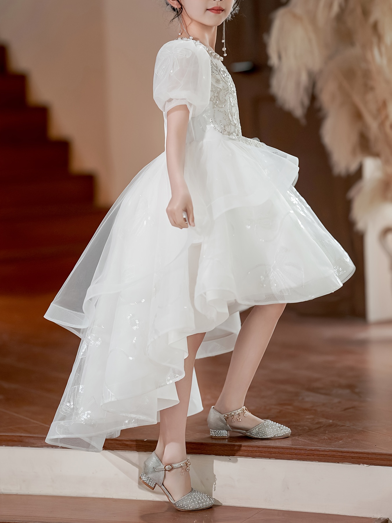 elegant girls high low tail dress performances - Temu Morocco