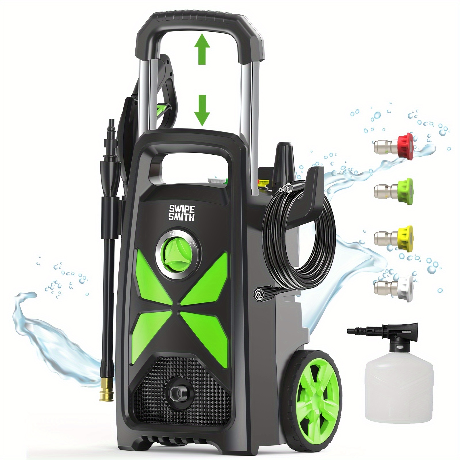 

Electric Pressure Washer, 3000 Max Psi 2.4 Gpm Power Washer With Telescopic Handle, Car Wash Machine