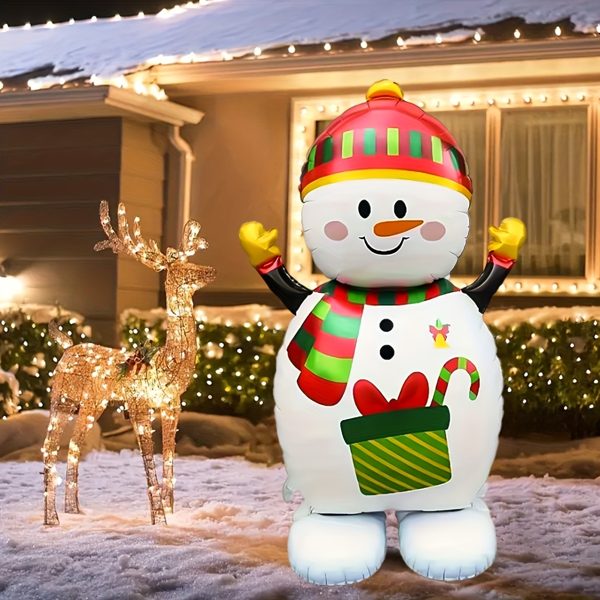 

4d Snowman , Hat, , Christmas , Aluminum Film For Christmas Decor, Snowman , And Supplies -