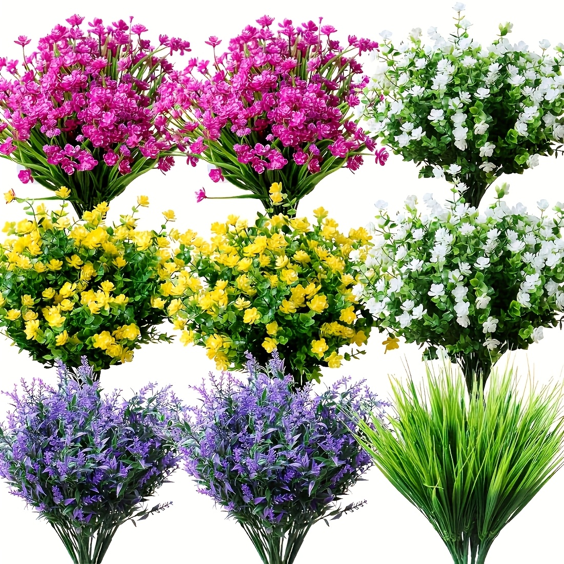 

Nldd 10-pack Uv Resistant Artificial Plastic Plants, Lavender Bushes For Outdoor Patio Decor, Thanksgiving , Floor Placement Without Container