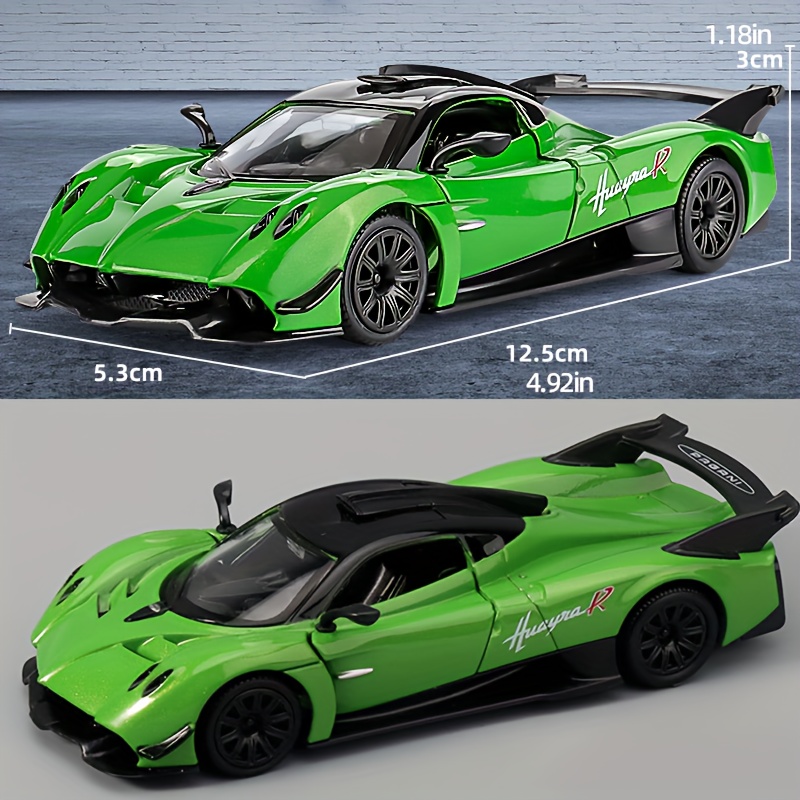 Image of 1:36 Scale Alloy Huayara Supercar Model With , Pull-back Toy Car For Boys And Girls, Holiday Christmas Birthday Gift, Green