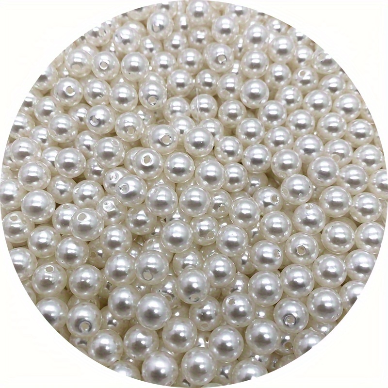 

400-pack 8mm Satin Finish Round Pearl Beads - Pearlescent White, Ideal For Diy Jewelry Making, Earrings, Bracelets, Necklaces, Keychains & Sewing Crafts