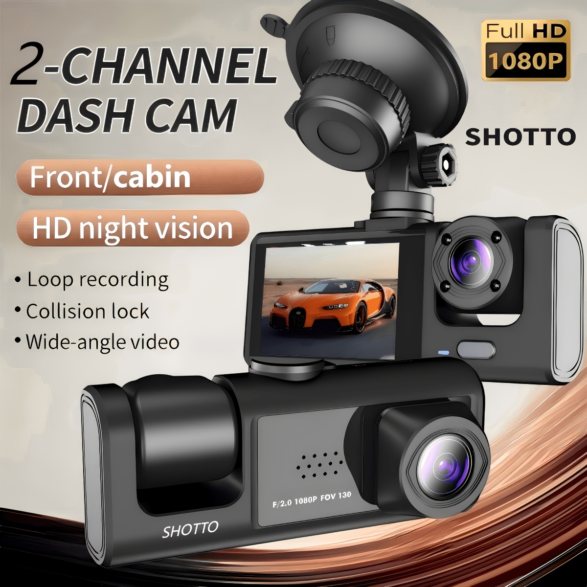 imagen del artículo cámara de salpicadero frontal e interior dual 1080p hd,     de 170°, compatible con visión nocturna, monitoreo de estacionamiento y grabación en bucle,   de almacenamiento de 32 gb  