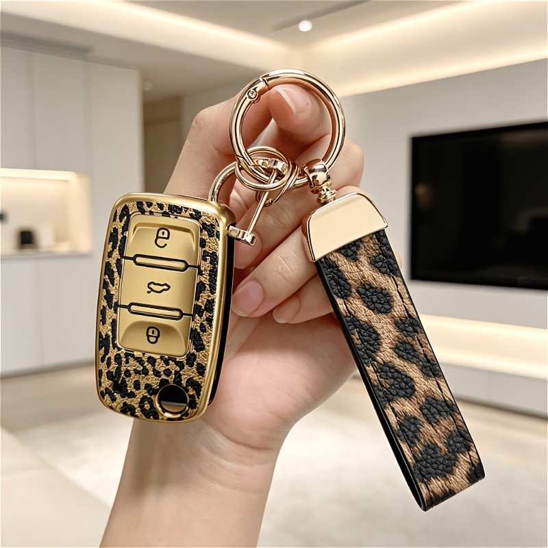 TEMU Suitable For Car Keys With Leopard Print Key Lanyards, Providing Protection For Your Car Keys. Tpu Stylish Leopard Print Key Case, Suitable For