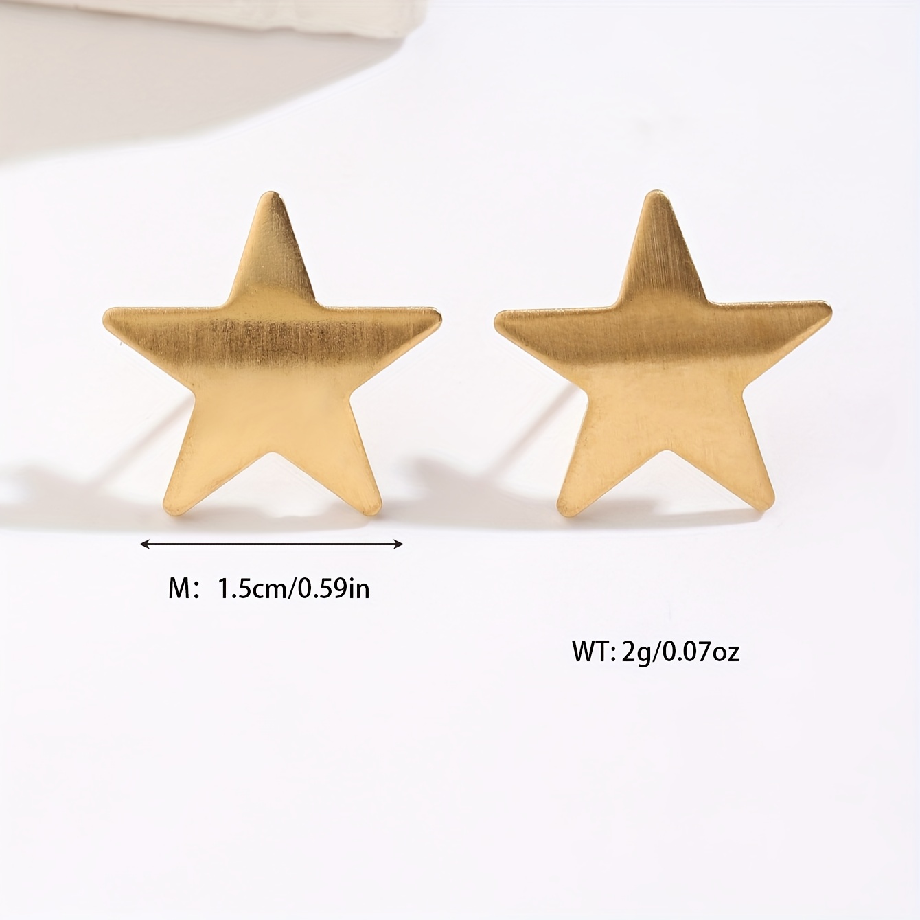 Golden Silvery Stainless Steel Five-Pointed Star Stud Earrings