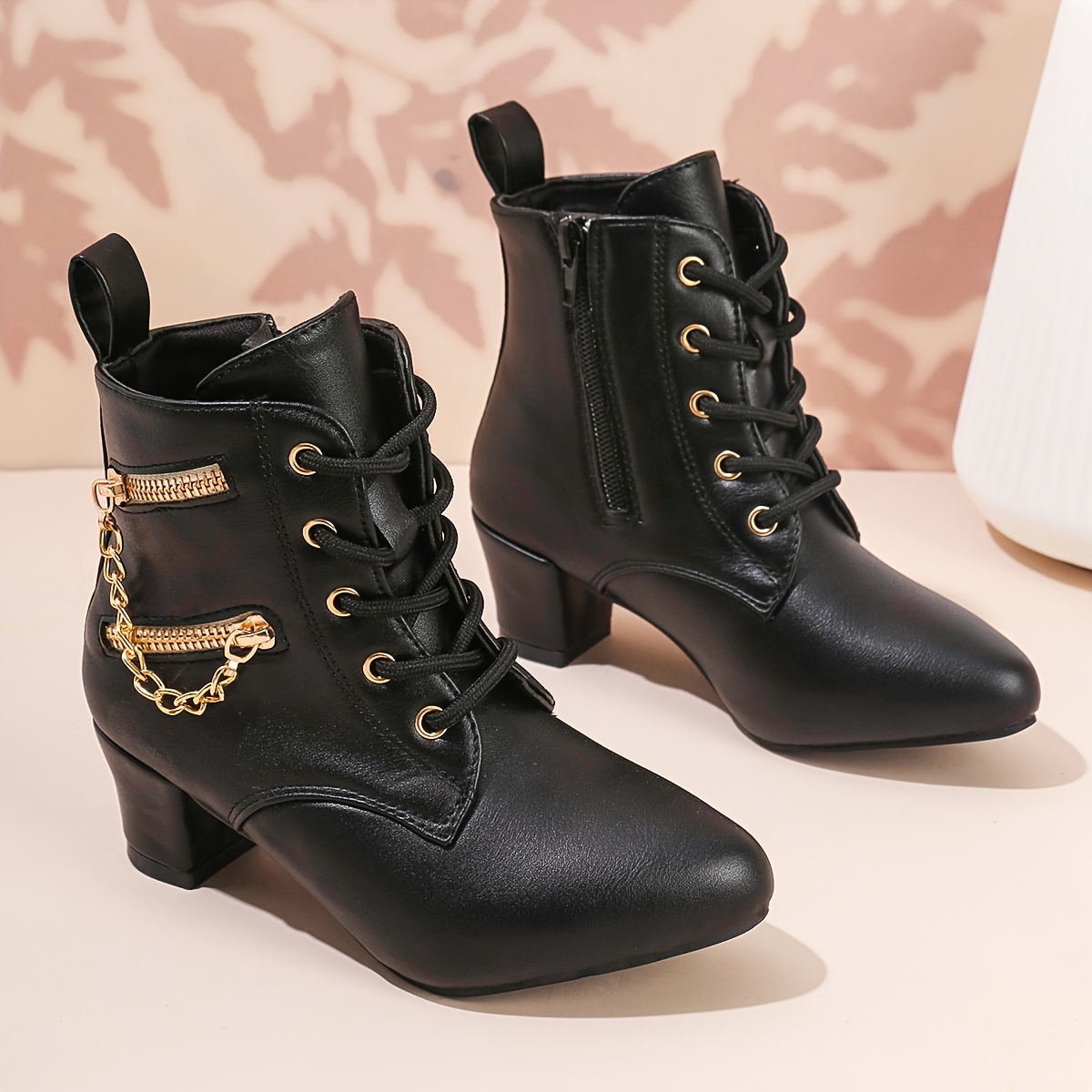 dance boots side double zipper lace block - Temu