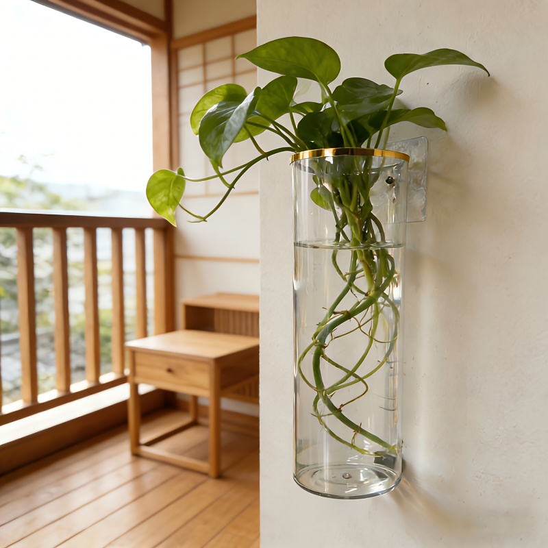 TEMU Fioriera cilindrica multi-misura, fioriera da parete aggiornata, vaso in PET , vaso da fiori sospeso resistente, supporto decorativo per bonsai