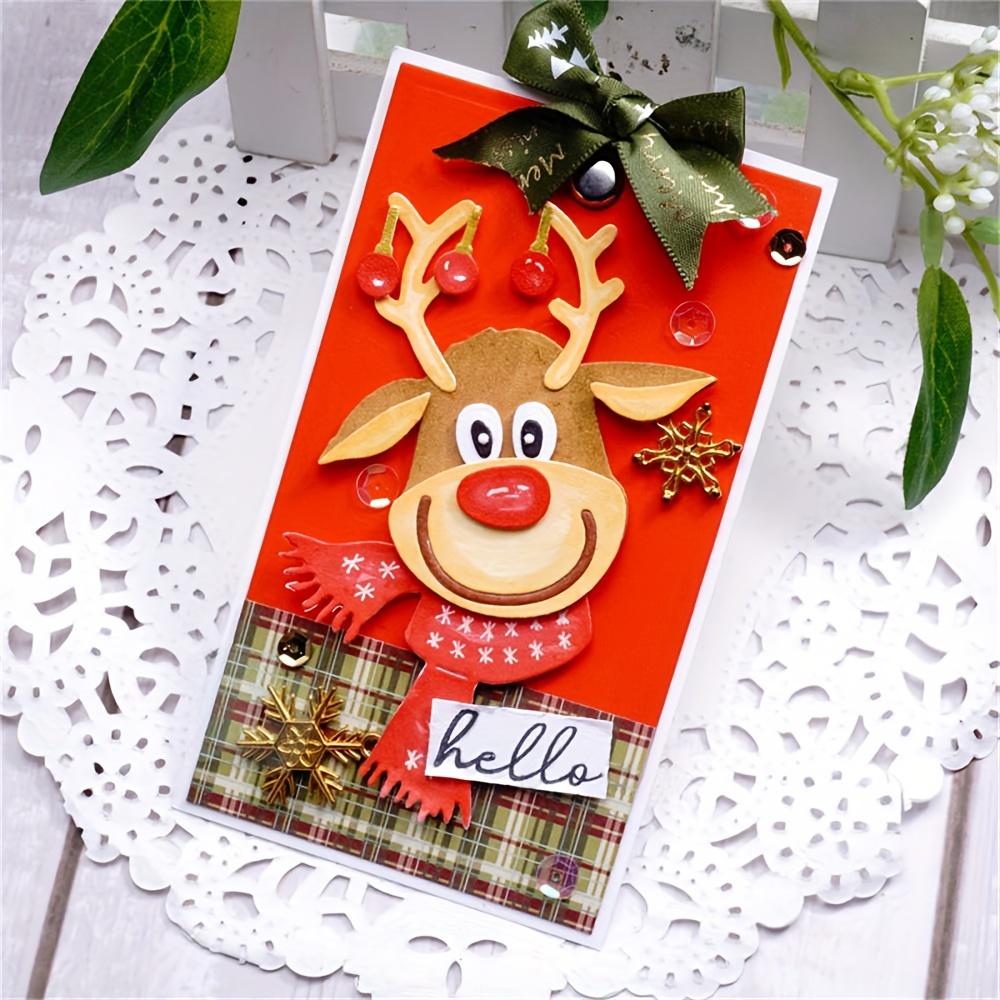 

Festive Christmas Deer Metal Die Cuts - Perfect For Diy Scrapbooking, Cards, And Decorative Embossing - Suitable For Christmas And Thanksgiving - No Battery Required