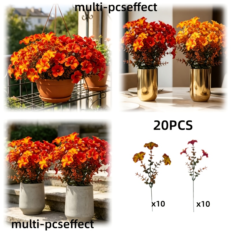 Image of 20pcs Realistic Artificial Orange And Red , Uv-resistant Indoor/outdoor Decor, Suitable For Weddings, , Gardens - Maintenance- And Decoration, Durable Plastic , Perfect For Home Gardens