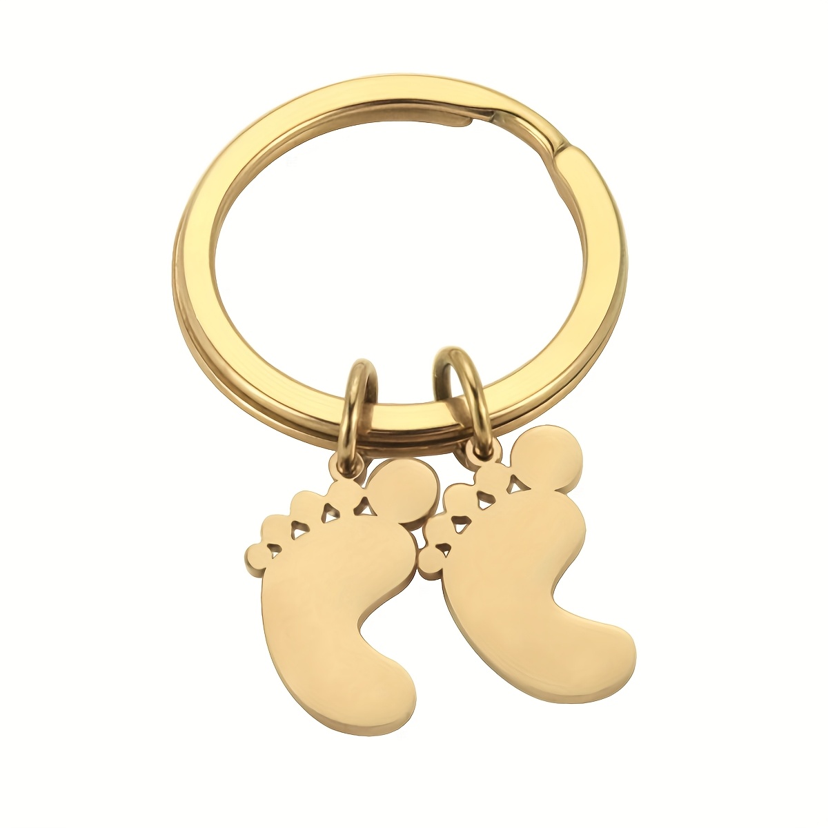 TEMU 1 Personalized Keychain, Customized With 1-5 Names, Letters, Numbers, And Paw Print Pendants. Stainless Steel Golden, Silvery, And Rose Golden