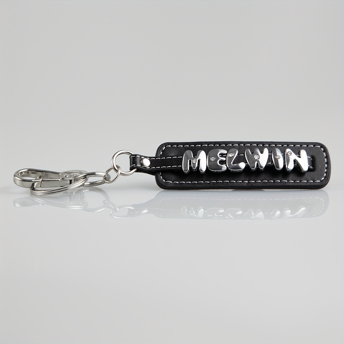 TEMU Customizable Name Keychain With Smooth Alloy Letters & Pu Leather - Personalized Couples Keychain, Valentine's Day Gift, Back To Accessory, Car