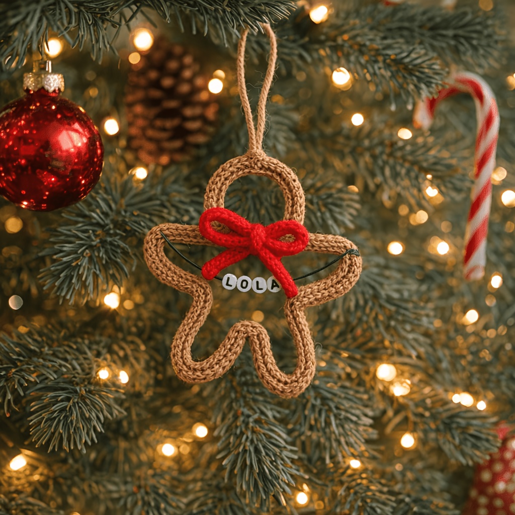 TEMU Custom Name Gingerbread For Man Christmas Ornament, Cookie Name Ornament With Bow, Hand- Wire Xmas Tree Hanging Decoration, Personalized Holiday
