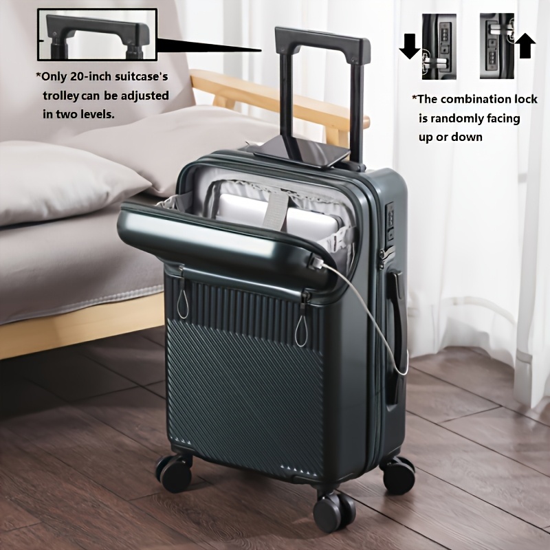 TEMU 1pc Valise Rigide en ABS+PC Durable avec Poignée Télescopique, Roues Pivotantes, Fermeture Éclair, Serrure à Combinaison - Bagage de Voyage