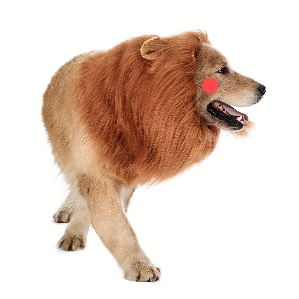 

Lion Head Style Wig For Dogs, Head Cover Wig With Ears, Halloween Pet Supplies