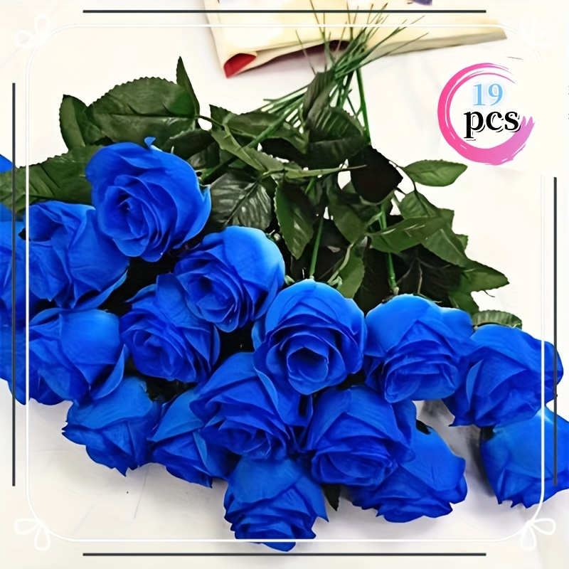 

19pcs Artificial Roses With Stems And Leaves, Plastic Flowers For Wedding, Engagement, Home, Office Decor, Diy Bridal Gifts, Parties, Valentine's Day, Aesthetic Decor - No Container, No Battery Needed