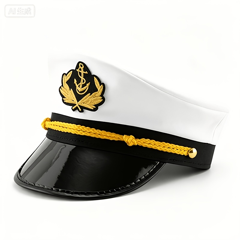 TEMU European And Sailor Captain Hat With Embroidered Anchor Badge, Halloween Party Masquerade Costume Headwear