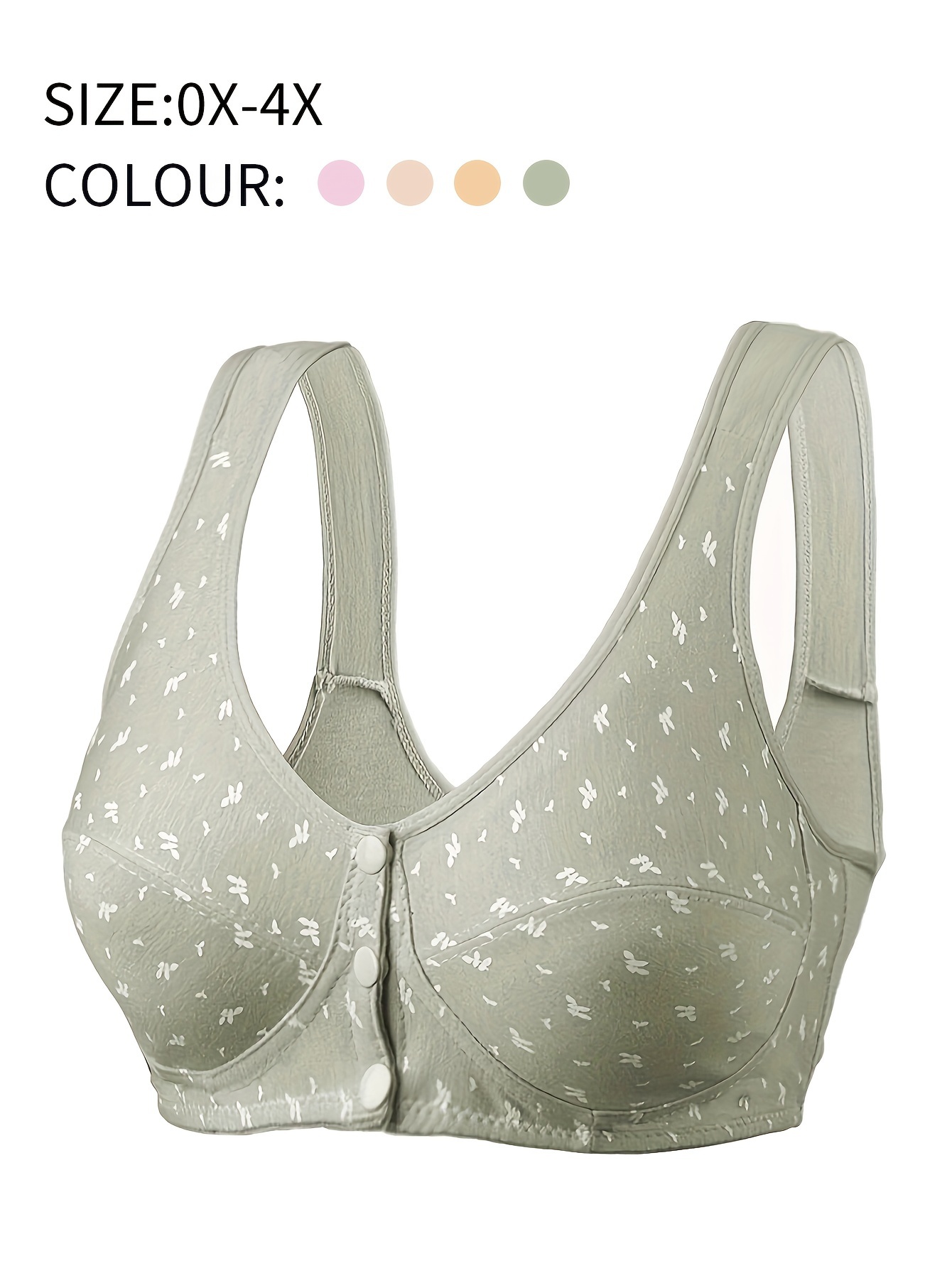 Bra 2 Pieces Daisy Front Button Breathable Cotton Bra With Front