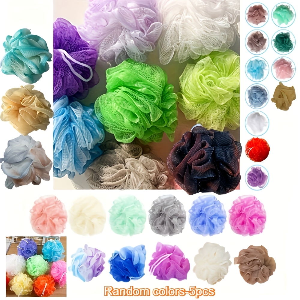 Image of 5pcs Set Of Soft Balls, Bath And Shower Cleaning Tools For Scrubbing, Rich Foam For A More Comfortable Bath. Suitable For Men And Women. And Durable, Random Colors
