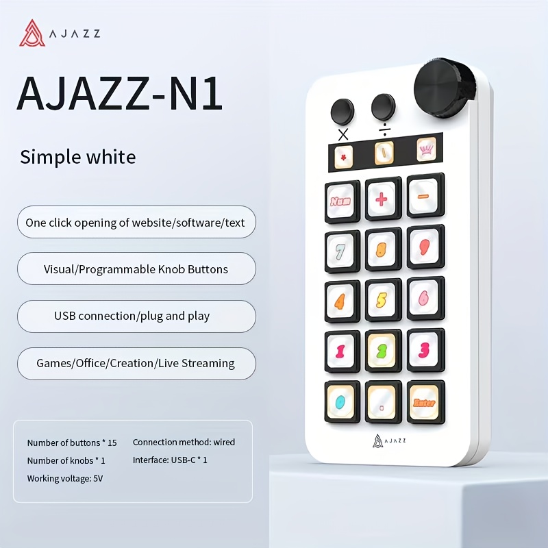 Ajazz N1 Programmable Macro Keyboard Multifunctional Console Panel Assistant Button For Pc Laptop