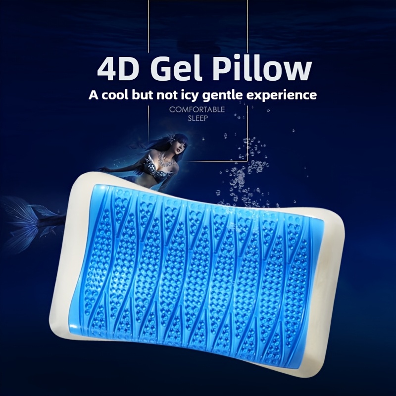 4d gel cooling pillow breathable medium firmness neck support     with removable zippered polyester cover suitable for side back and stomach sleepers year round relief cooling gel layer textured surface