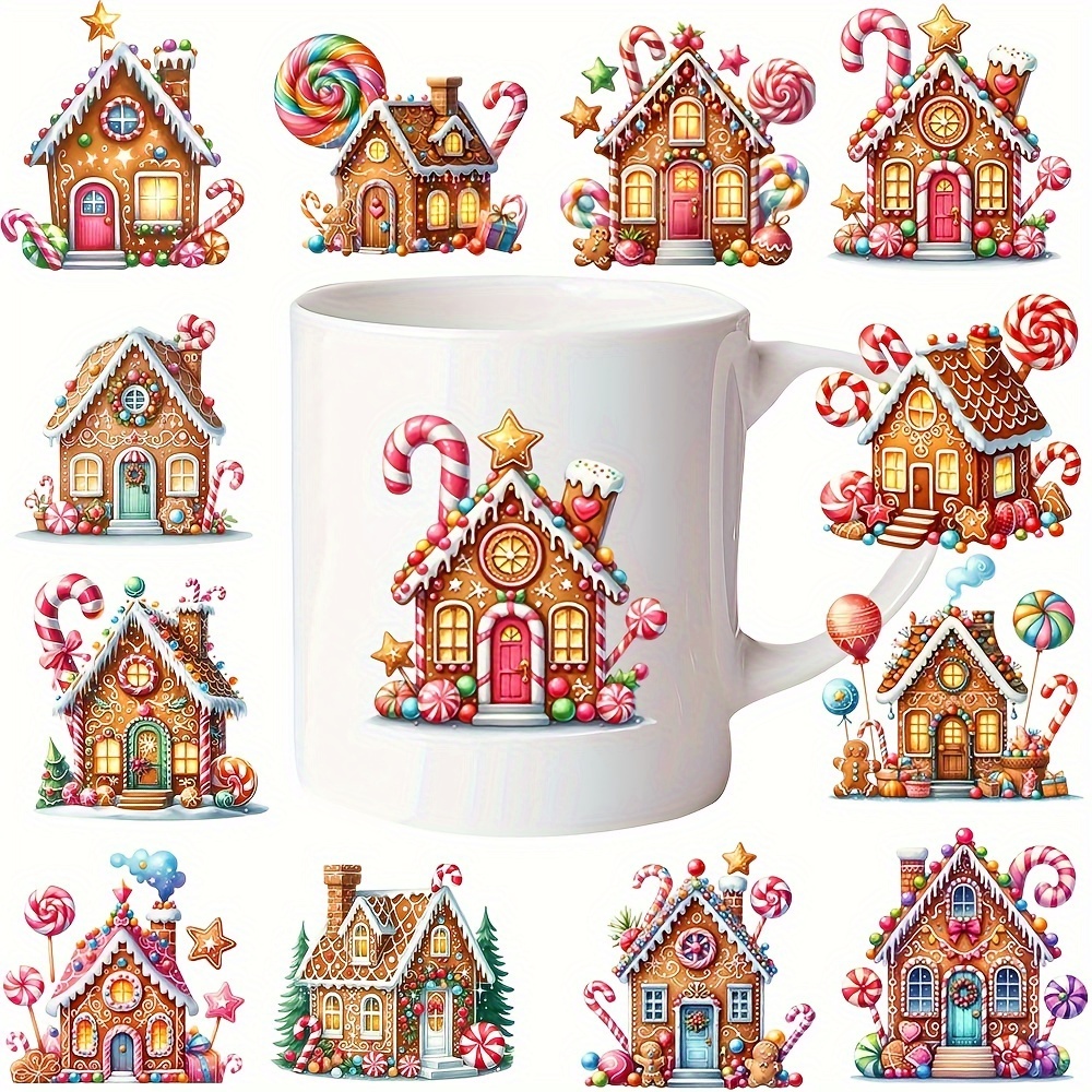 12pcs Christmas Diy Sticker Set - Uv Dtf High Adhesive Decals For Glass Bottles, Coffee