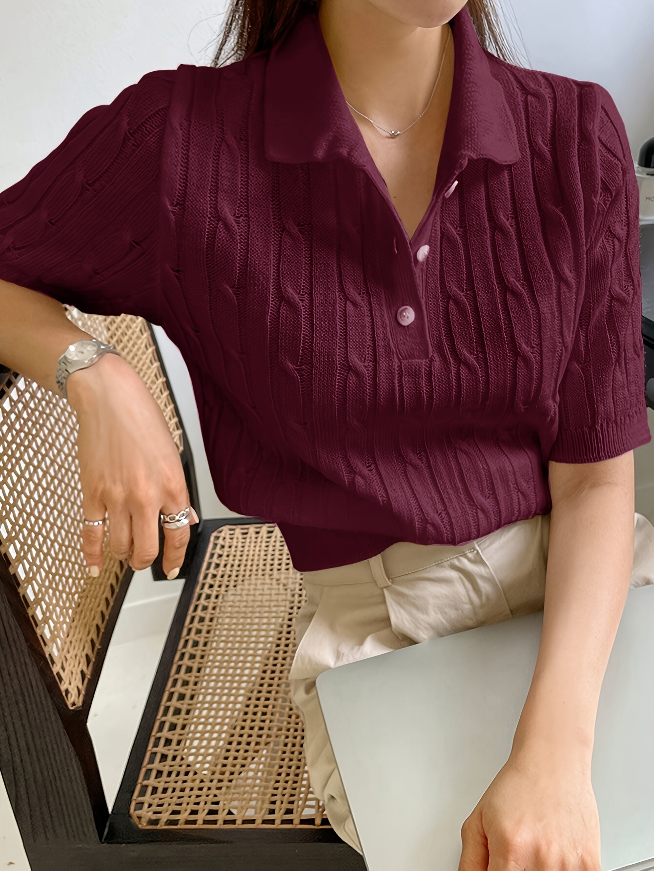 New Fashionable Elegant Intellectual Short-Sleeved Women'S Pullover