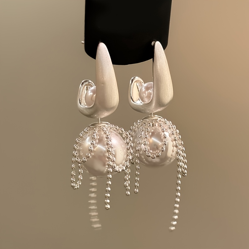 TEMU 1 Paire de Boucles d'Oreilles Clous à Pompons Romantiques de Style Français pour Femme, Boucles d'Oreilles à Pompons Romantiques. Convient pour