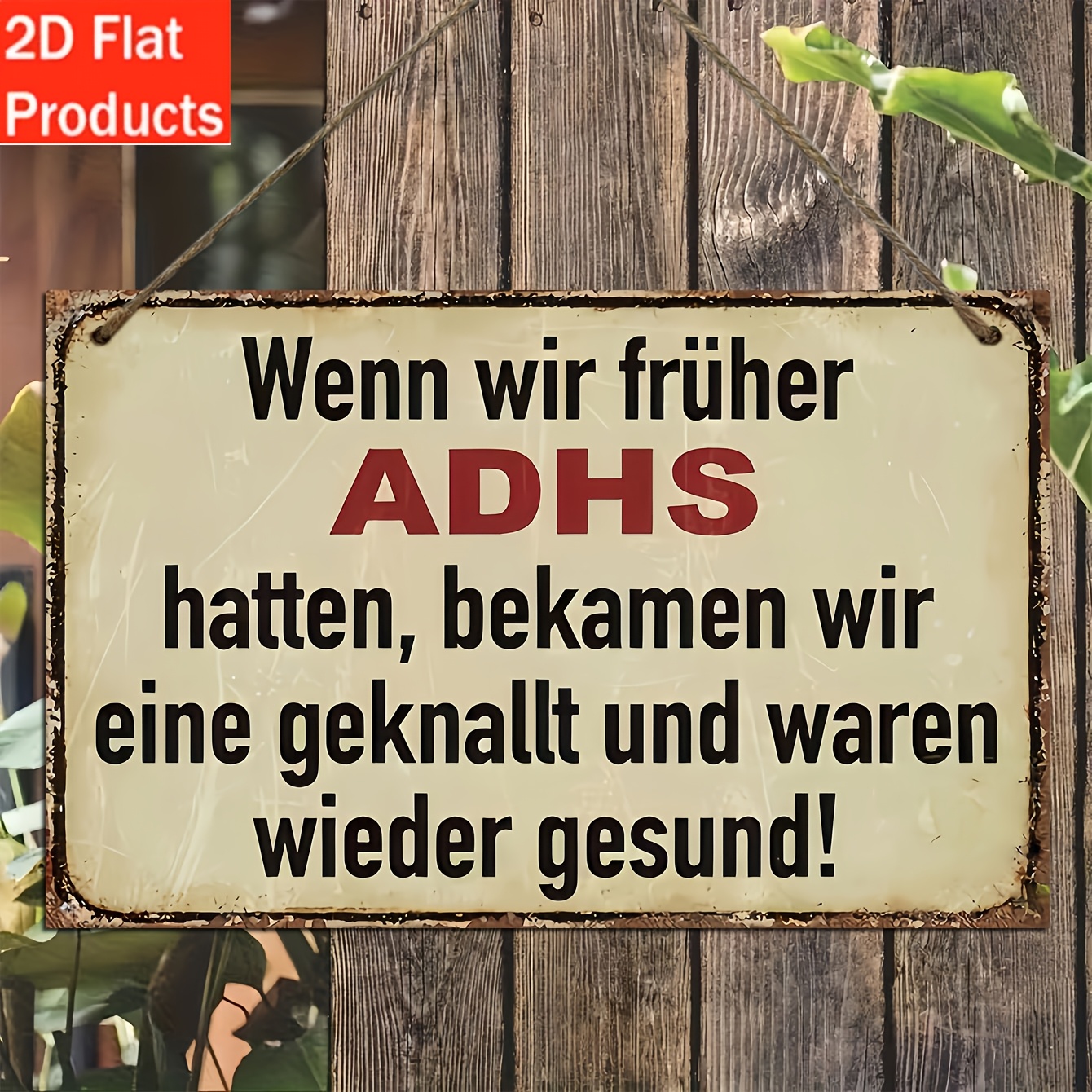 Image of 2d Flat - 2dflat - Decorative Signs And Ornaments, 1pc Wooden Vintage German-style, Perfect For Man Caves, Pubs, Garages, Or Workplaces, A Unique Gift Featuring A Weathered Look