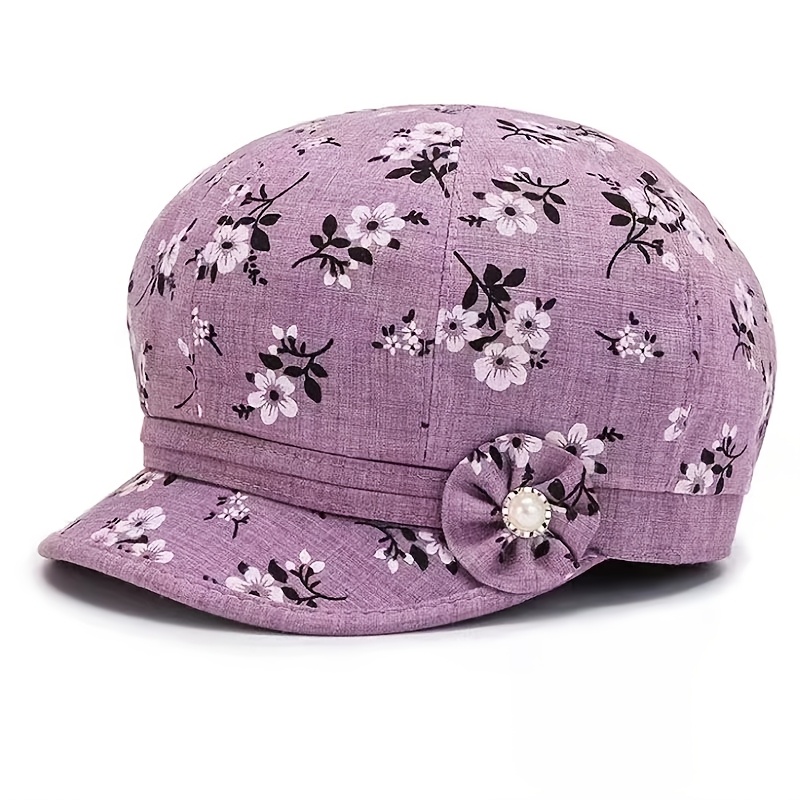 1pc womens floral pattern lightweight polyester newsboy cap  display picture 1